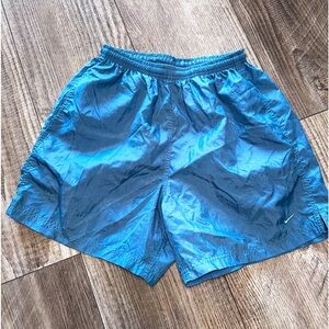 Vintage Nike athletic nylon running active shorts drawstring blue small